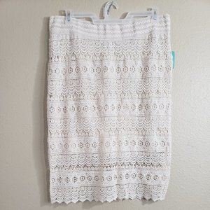 Maurices Cream/Ivory Crochet Pencil Skirt Size XL